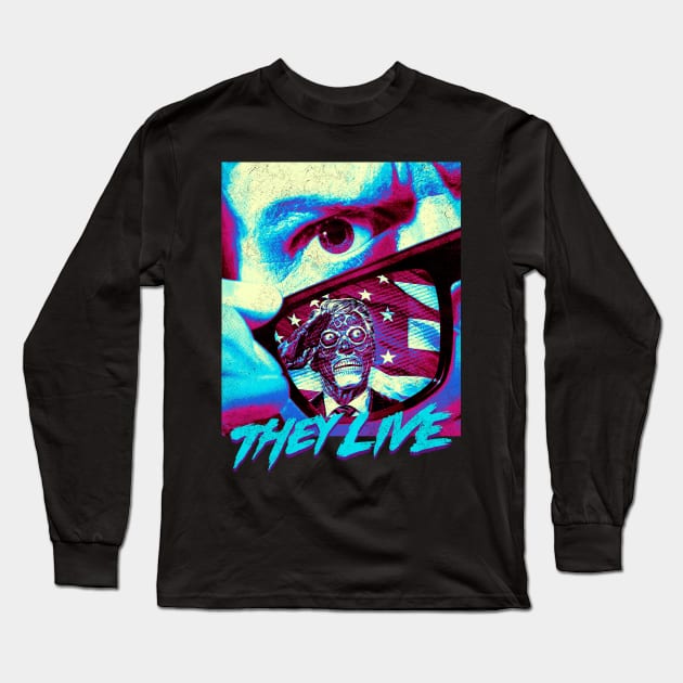 Distressed Classic Retro They Live Long Sleeve T-Shirt by OrcaDeep